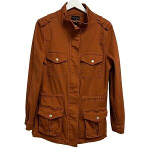 Tinsel Jacket Womens Large Rust Orange Cotton Blend Twill Utility Military Field